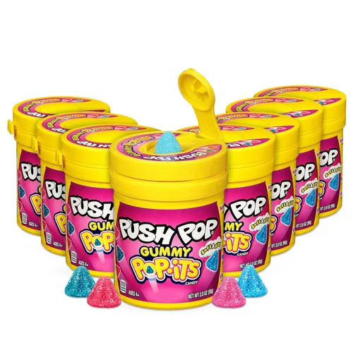 Push Pop Pop-Its - Gomitas de caramelo, 8 unidades envueltas individualmente en varios sabores afrutados, caramelos masticables divertidos de tamaño