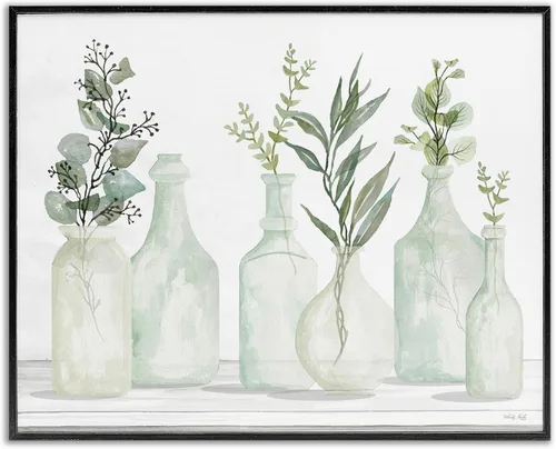 Miniatura 10 de Stupell Industries Ramos florales antiguos en frascos, arte giclée enmarcado, blanco, 20 x 16 pulgadas, fácil de colgar y resistente, fabricado