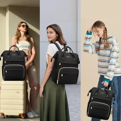 Miniatura 7 de FOCDOD - Mochila para laptop de mujer, para trabajo - Compatible con laptops de 15.6 pulgadas con compartimento para computadora, impermeable