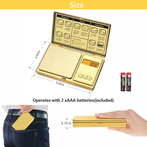 Miniatura 5 de GRAM PRES Báscula digital de bolsillo de 10.58 oz/0.00 oz de precisión, pequeña moneda de joyería en polvo, báscula digital de gramos y onzas