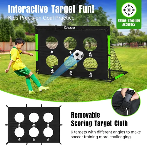Miniatura 4 de Juego de portería de fútbol infantil para patio trasero – 2 porterías de fútbol de 6 x 4 pies, equipo de entrenamiento, red de fútbol para niños