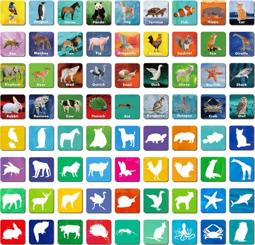 Miniatura 15 de Hebayy Juego de 36 pares de animales a juego, 72 tarjetas didácticas en español, 36 diseños, tarjetas de memoria, juguetes educativos de aprendizaje