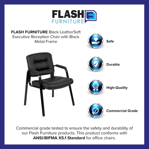 Miniatura 12 de Flash Furniture Darwin Flash Fundamentals LeatherSoft - Silla de recepción ejecutiva, moderna silla copetuda para sala de estar u oficina