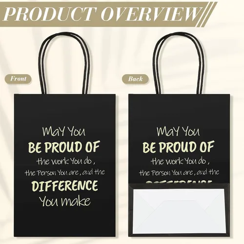 Miniatura 5 de Kosiz 50 bolsas de regalo de agradecimiento «May You Be Proud», bolsas de papel con asas de 5.9 x 3.1 x 8.3 pulgadas, bolsa de regalo de papel