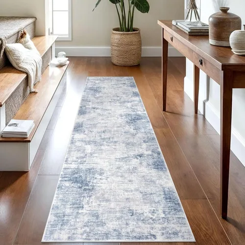 Miniatura 224 de IOHOUZE Alfombra pequeña abstracta de 2 x 3 pies, alfombra de entrada lavable para entrada interior, alfombras con respaldo de goma, alfombra gris