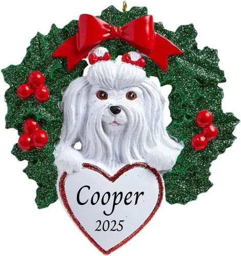 Miniatura 7 de Adornos personalizados para árbol de Navidad 2025 para mascotas, Chihuahua con corona, recuerdo para los amantes de los perros de los cachorros