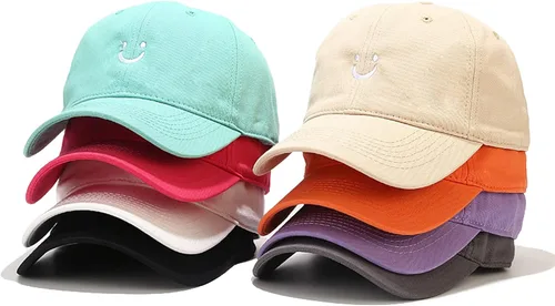 Miniatura 11 de Umeepar Gorra de béisbol con cara sonriente para mujeres y hombres, ajustable, de perfil bajo, de algodón, sin estructura, para papá