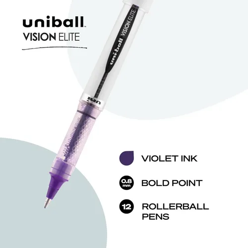 Miniatura 2 de uni-ball Vision Elite - Bolígrafos de punta redonda gruesa (1/32 de pulgada), color violeta, 12