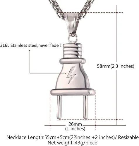 Miniatura 4 de U7 Punk Necklaces Stainless Steel 18K Gold Plated Large Hip Hop DaggerKnifeSwordSteampunk GearLarge Razor Blade Pendant Necklace for Men Women