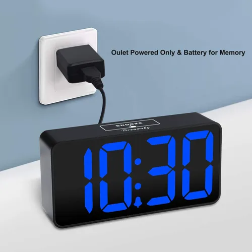 Miniatura 2 de DreamSky Reloj despertador digital pequeño para dormitorio, pantalla de números grandes grandes con atenuador de brillo, reloj eléctrico de mesita
