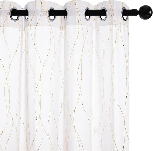 Miniatura 8 de Deconovo Oeko-TEX - Cortinas con estampado de lámina transparente con certificación Oeko-TEX, 2 paneles, ojales en la parte superior, elegantes