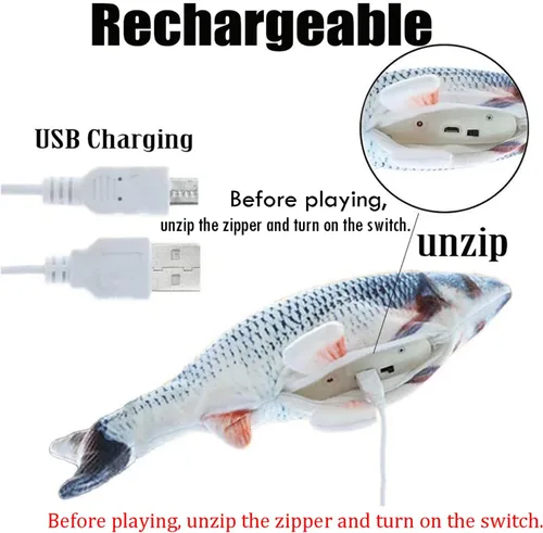 Miniatura 4 de QIAONIUNIU Juguetes de peluche interactivos de peces móviles eléctricos