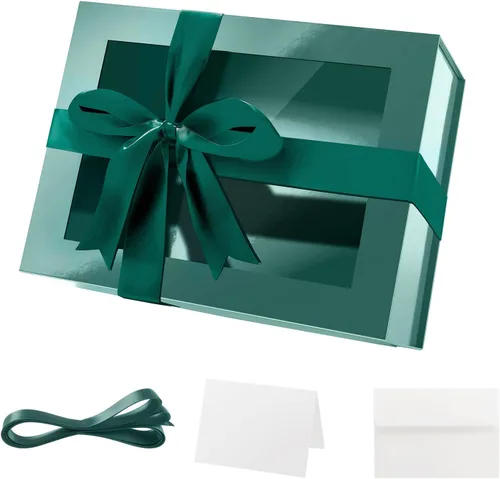 Miniatura 35 de PACKQUEEN 5 cajas de regalo negras grandes con ventanas, 13.5 x 9 x 4.1 pulgadas, cajas de regalo con ventanas transparentes para regalos que