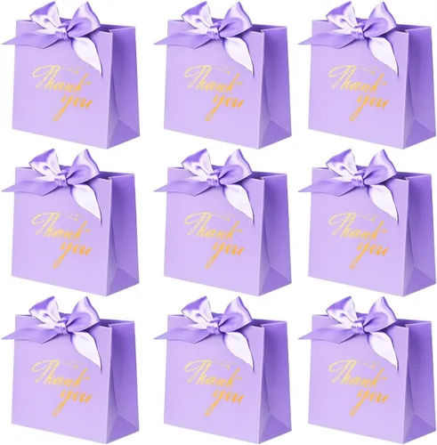 Miniatura 9 de DECHISY Paquete de 24 bolsas pequeñas de regalo de agradecimiento, bolsas de regalo de fiesta, cajas con lazo dorado, bolsas de regalo de papel Negro