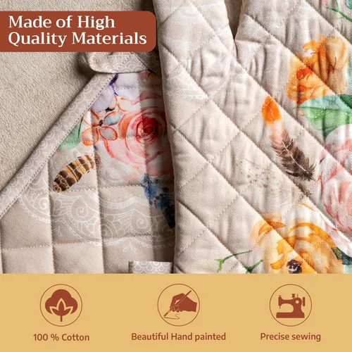 Miniatura 3 de Maison d' Hermine - Guante de horno de 7.5 x 13 pulgadas, agarradera de 8 x 8 pulgadas, 100 % algodón, resistentes al calor, regalos, banquetes, 065