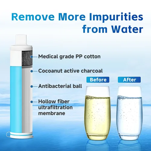 Miniatura 2 de Filtro de agua con popote, purificador de agua portátil, sistema de filtración de agua por gravedad, sistema de purificación de agua con popote
