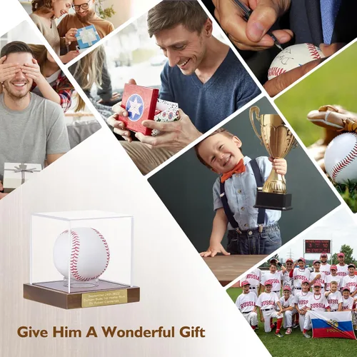 Miniatura 7 de Estuche de exhibición de béisbol, estuche de béisbol con grabado Remember Your Special Baseball, caja de almacenamiento de béisbol acrílica