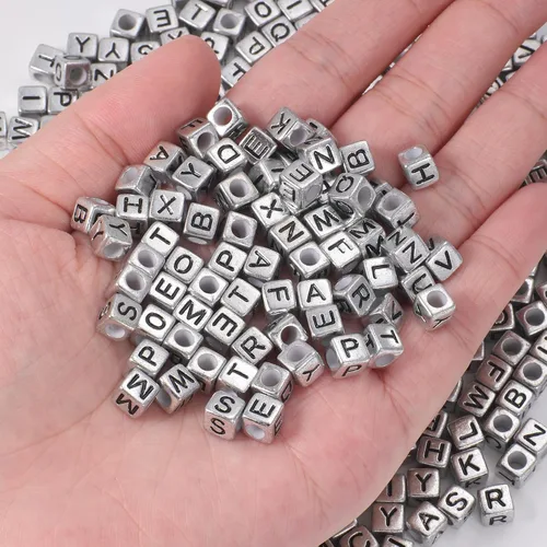 Miniatura 7 de 1000 piezas de cuentas de letras acrílicas redondas o cuadradas, número 4x7mm, cuentas de alfabeto A-Z, cuentas para pulseras de la amistad, kit