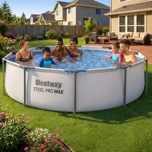 Miniatura 2 de Piscina Bestway Steel Pro sobre suelo, Azul
