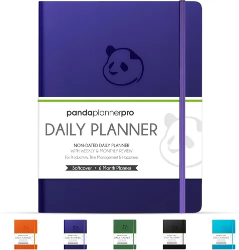 Panda Planner Pro A4 - Agenda diaria 2026 – Agenda sin fecha de 6 meses con horario por hora, diseño grande de 8.5 x 11 pulgadas, lista de tareas,