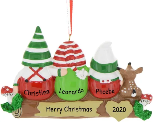 Miniatura 7 de Adorno personalizado en 3D de nuestra primera Navidad 2025 Adornos personalizados de gnomos para parejas en troncos, hongo y setas, adorno 2025