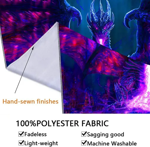 Miniatura 5 de ADDWel Tapiz de luz negra con dragón, tapiz genial de dragón malvado que brilla en la oscuridad, pósteres de luz negra reactivos a UV para colgar