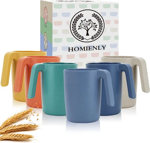 Miniatura 19 de Homienly Juego de vasos apilables con popote de trigo inastillable, vasos de cocina irrompibles para niños y adultos, reutilizables, aptos para 8