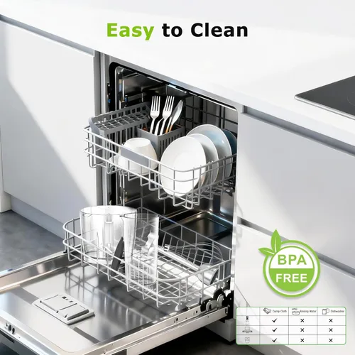Miniatura 8 de Bonsenkitchen Batidora de inmersión 4 en 1 de mano con procesador de alimentos, batidora de mano de 12 velocidades con modo turbo, hoja de acero