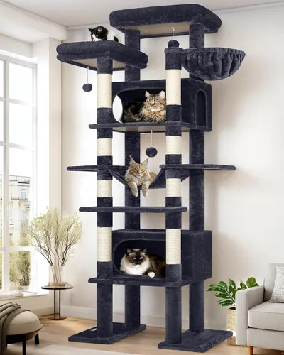 Miniatura 10 de Globlazer XXL Árbol Gigante para Gatos, Torre Alta de 83 Pulgadas de Alta Resistencia para Gatos Grandes de Interior, Casa de Gatos de Varios