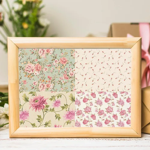 Miniatura 6 de 24 hojas de papel floral para álbumes de recortes, 6 x 6 pulgadas, bloc de papel de cartulina de decoupage, páginas de una sola cara