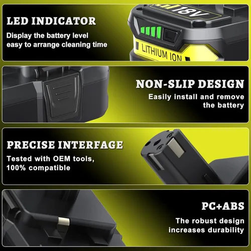 Miniatura 3 de Paquete de 2 baterías de repuesto de 4.0Ah para baterías Ryobi de 18 V P102 P103 P104 P105 P107 de 18 voltios ONE+