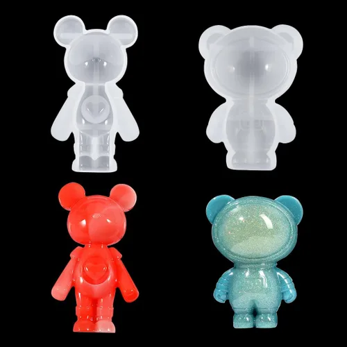 Miniatura 10 de 2 moldes de resina de oso de silicona 3D para velas de animales, molde de fundición de resina epoxi para llavero de bricolaje, jabón perfumado