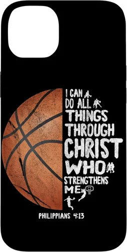 Miniatura 15 de Funda de baloncesto para iPhone 17 con texto en inglés "I can do All Things Through Christ Philippians