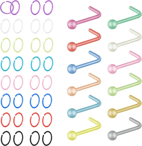 Miniatura 8 de Clear Retainer Septum 16G Plastic Septum Ring Retainer Plastic Hoop Earrings Piercing Retainer Horseshoe Piercing Jewelry