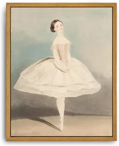 Roslynity Arte de Pared en Lienzo Enmarcado Impresión Vintage Guardería Pintura de Bailarina Rosa Suave Pastel Habitación de Niña Mujer Bailarina de