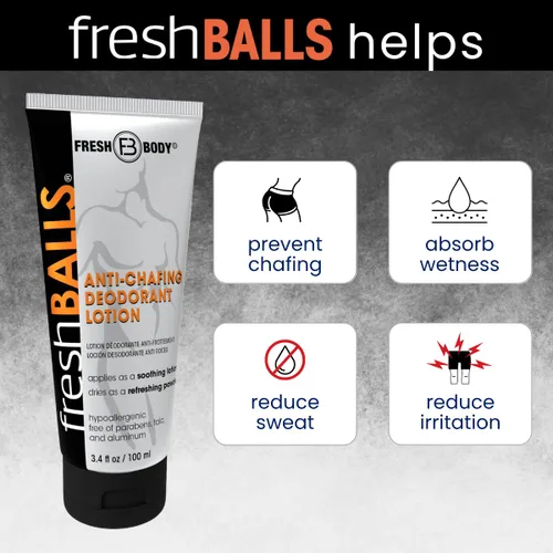 Miniatura 3 de Fresh BALLS - Desodorante de crema a polvo Loción antirozaduras y bolas desodorante para hombre, higiene para el área de la ingle, 3.4 onzas