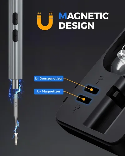 Miniatura 6 de LIFEGOO - Mini destornillador eléctrico, juego de destornilladores de precisión 58 en 1 con 50 puntas magnéticas, pantalla digital, kit
