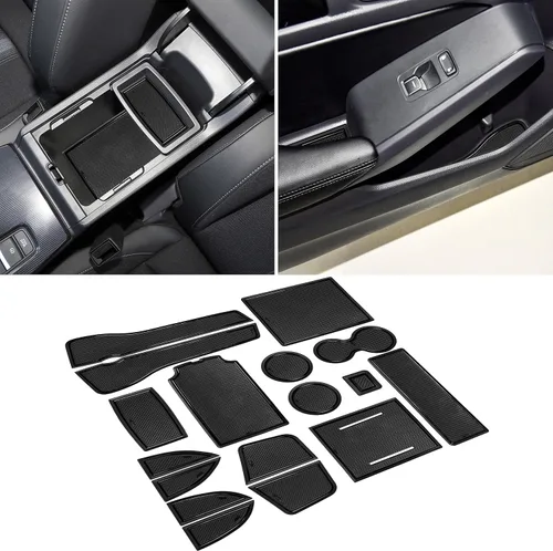 Accesorios para Honda Civic 2022 2023 2024 2025 2026 11ª Generación Sedán Inserto de Portavasos Forro de Consola Central Alfombrillas de Ranuras de