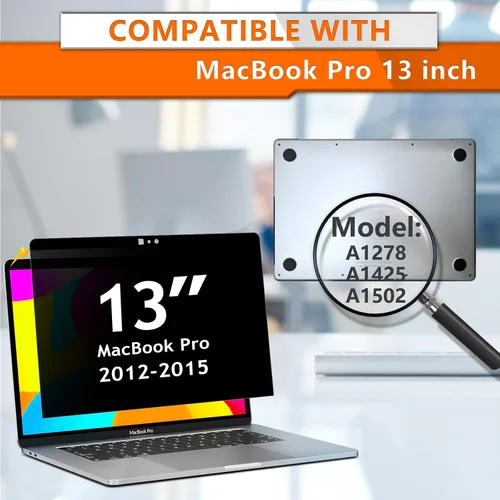 Miniatura 2 de ZOEGAA Pantalla de privacidad para MacBook Pro de 13 pulgadas (2012-2015), protector de pantalla de privacidad magnético extraíble anti luz azul