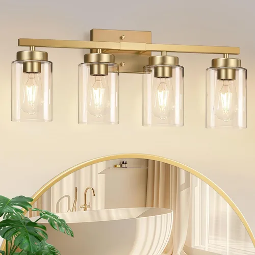 Miniatura 22 de IZORRO Moderna lámpara de baño, 3 luces negras claras, accesorios de iluminación de baño sobre espejo con vidrio transparente para sala de estar