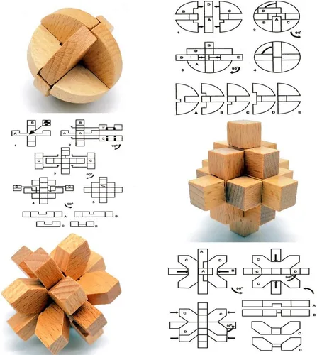 Miniatura 3 de Guaishou Rompecabezas de madera pequeños 10 en uno 3D Kongming Lock IQ Test Toy para adolescentes y adultos