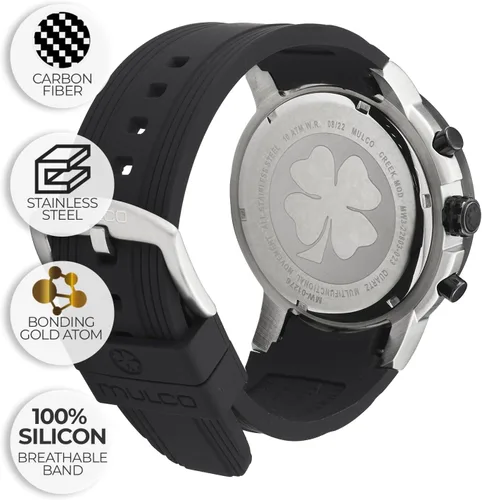 Miniatura 21 de MULCO Relojes para hombre - Creek, caja de acero inoxidable con correa de silicona para la muñeca, movimiento multifuncional de cuarzo, pantalla