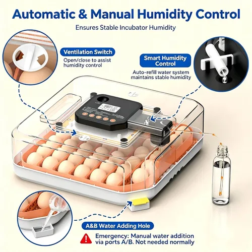 Miniatura 3 de Incubadora de 48 huevos con girador automático, control digital de temperatura y humedad, vela de huevos incorporada, recarga de agua externa