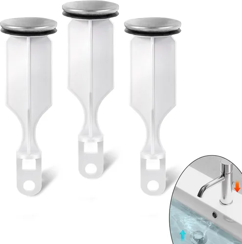 Miniatura 9 de (Paquete de 2) Tapones emergentes para lavabo de baño - con acabado de níquel cepillado - Se adapta a la mayoría de diseños de tapones emergentes