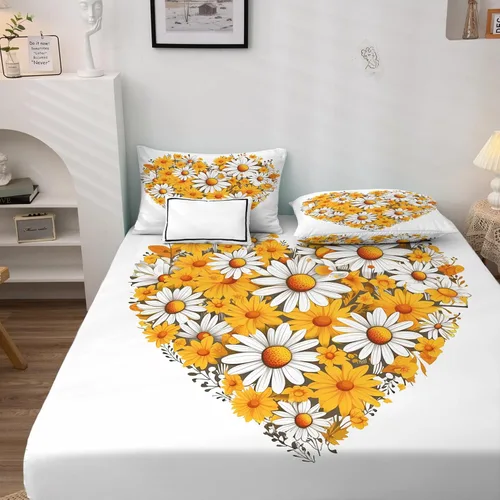 Miniatura 3 de Daisy Sheets Juego de sábanas tamaño individual, sábanas de microfibra suave y bolsillo profundo, sábanas y fundas de almohada estampadas sin