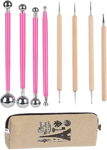 Ecjiuyi Ecjiuyi - Juego de 8 herramientas de pintura con lápiz capacitivo de bola, herramientas de modelado de esculpir con mandala, herramientas de