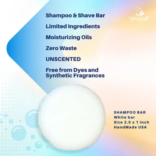 Miniatura 2 de SPIRALEAF Barra de champú y afeitado – Champú y barra de afeitado a base de plantas para todo tipo de cabello, fórmula concentrada con aceites