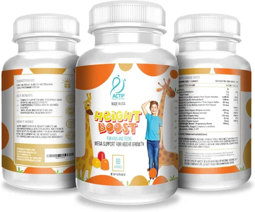 Miniatura 3 de Actif Height Boost Mega apoyo para el crecimiento de la altura con más de 10 factores, suplemento de altura para niños y adolescentes, 60 gomitas