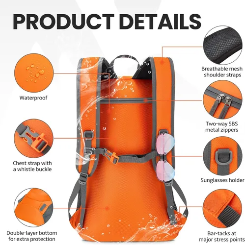 Miniatura 4 de Venture Pal - Mochila de senderismo ligera y plegable para viajes de 40L