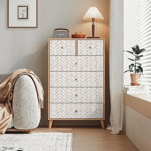 Miniatura 7 de Papel tapiz adhesivo geométrico blanco y rosa, 16.1 x 196 pulgadas, papel tapiz autoadhesivo extraíble para dormitorio, baño, papel de contacto